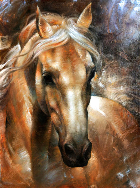 Peinture au numéro cheval jaune