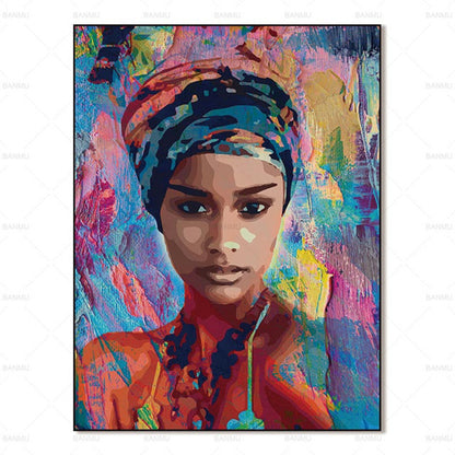 Femme avec foulard Peindre par numéros