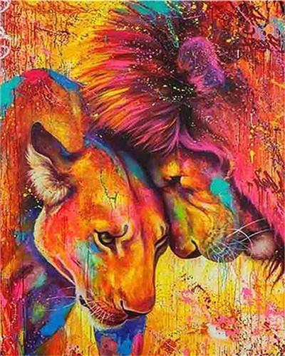 Male Lion and Lioness Paint by Numbers