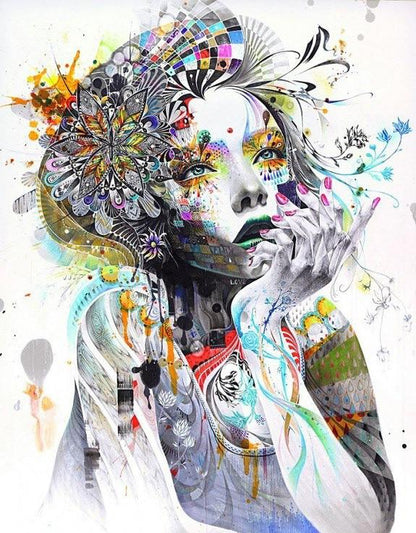 Femme abstraite Vache Nuit Peinture par numéros