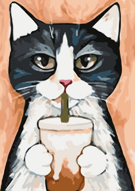 white cat paint by numbers