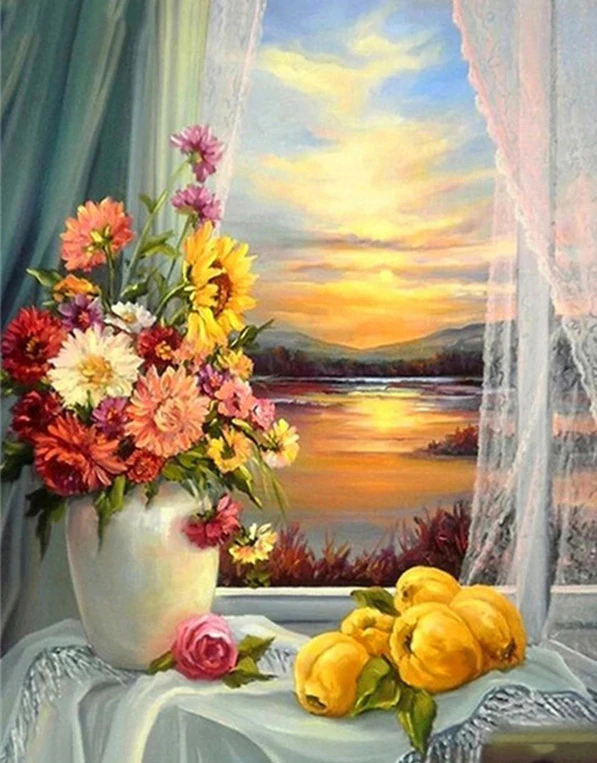 Flowers by the Window  Paint by Numbers