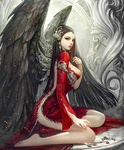 Femme en rouge Peinture par numéros
