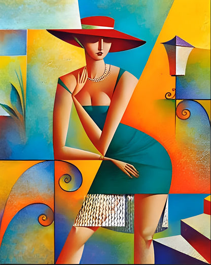 Peinture par numéros pour femme carrée