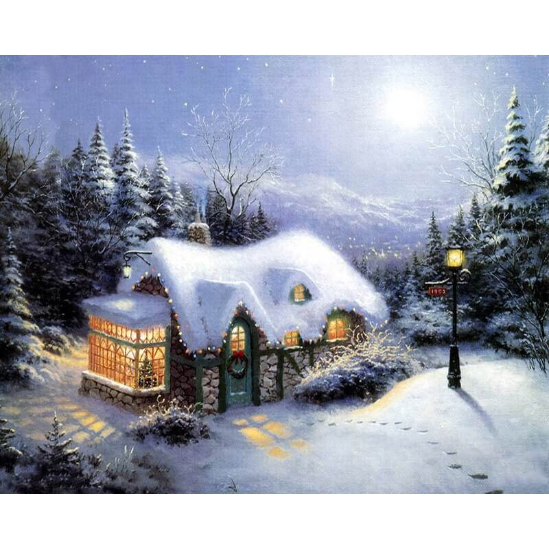 Scène de neige  Peinture par numéros