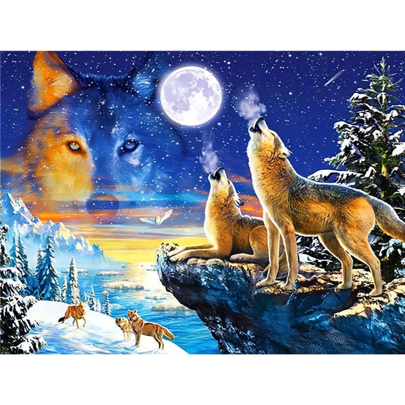 Loup hurlant Peinture par numéros
