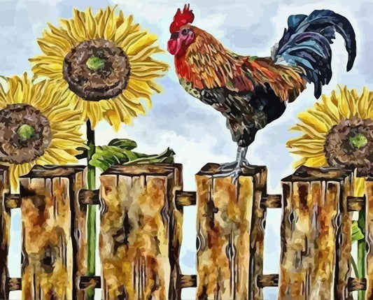 Sunflower Rooster Paint by Numbers