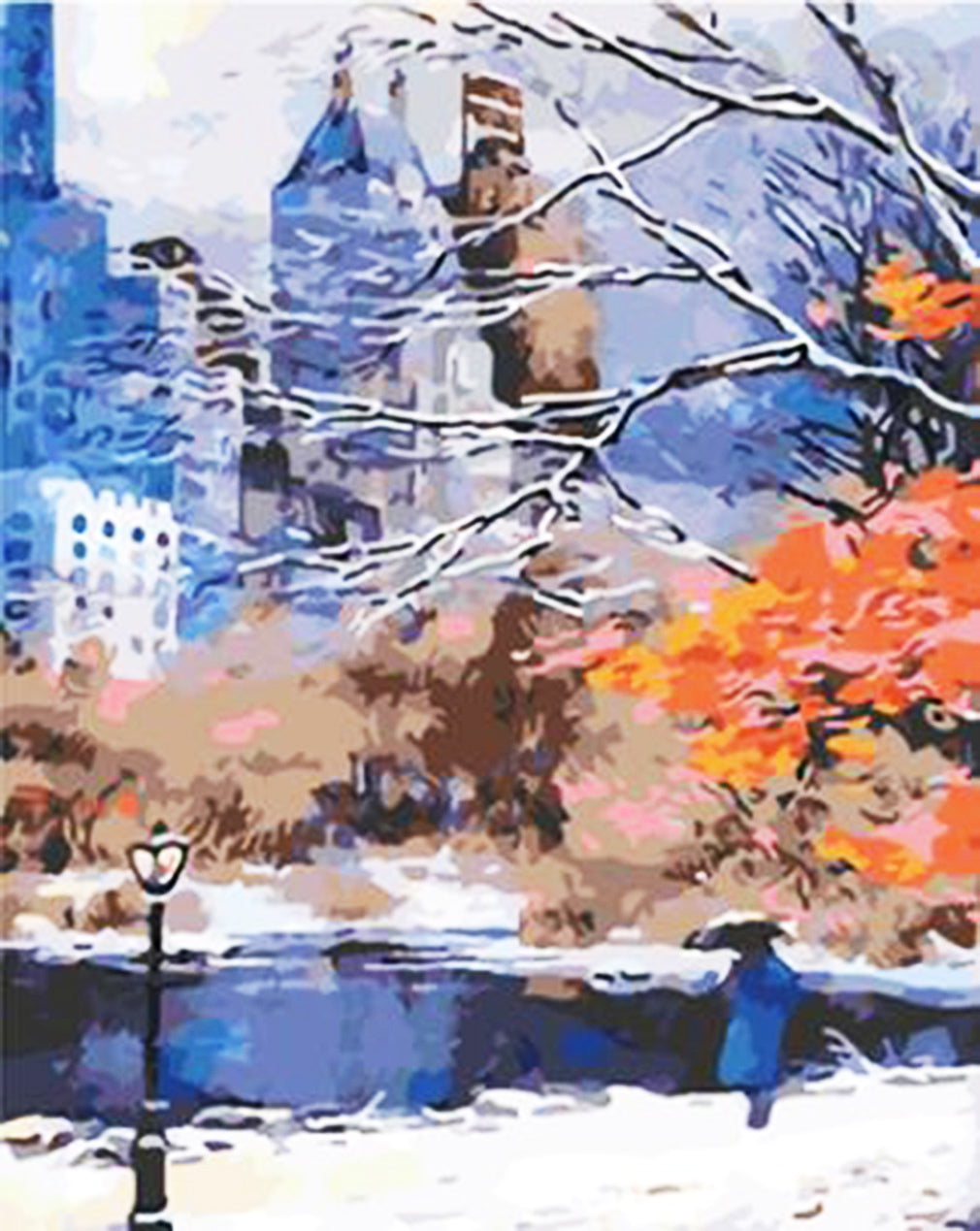 Paint by Numbers: Snow Scene in the City