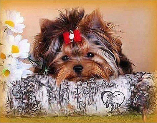 Peinture au numéro chiot