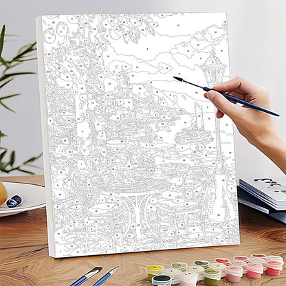 Peinture par numéros Paysage et ville Exemple de référence
