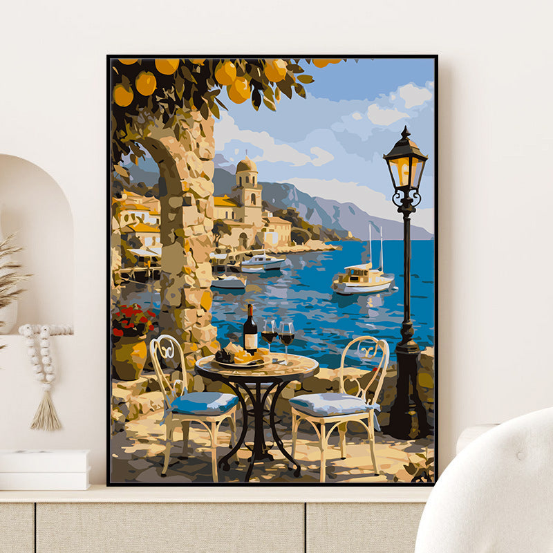 Peinture par numéros Paysage et ville Exemple de référence
