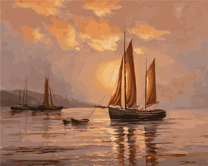 Voilier en mer  Peinture par numéros