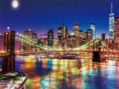 Peinture par numéros : vue nocturne de la ville