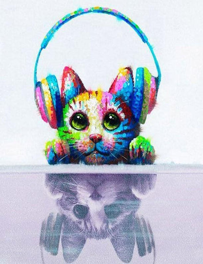 Chiot qui écoute de la musique - Peinture par numéros