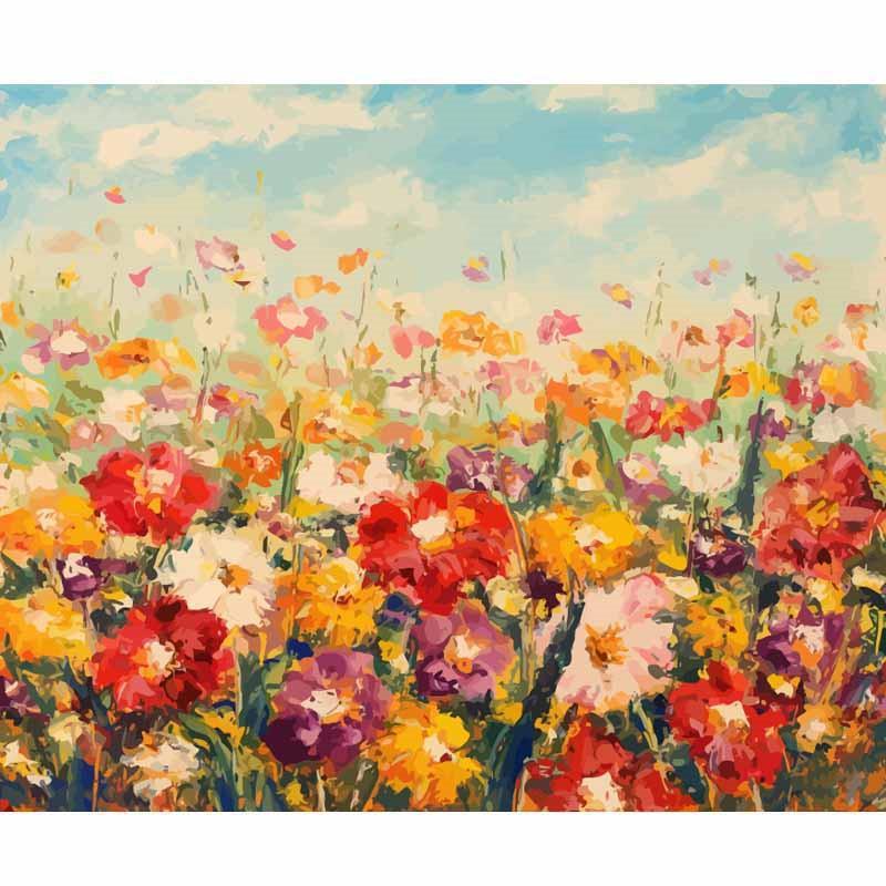 Une mer de fleurs colorées   Peinture par numéros