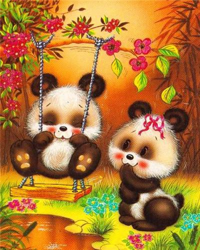 Deux pandas roux - Peinture par numéros