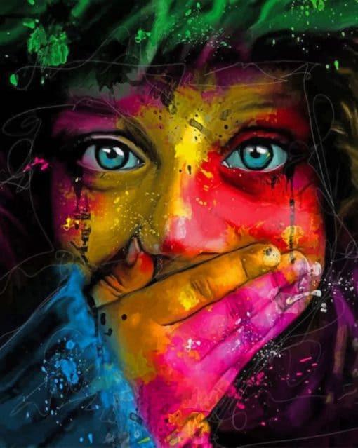Femme couvrant la bouche Peinture par numéros