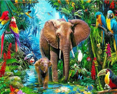 Elephant In The Forest Paint by Numbers
