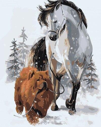 Paint by Numbers: Horse and Dog