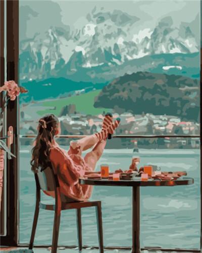 La Femme et la Montagne    Peinture par numéros