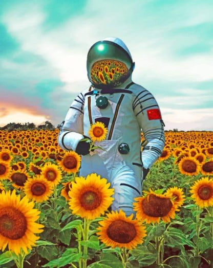 Astronaut Sunflower Paint by Numbers