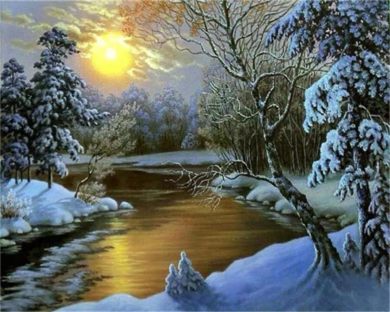 River through Snow   Paint by Numbers