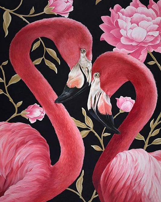 Deux cygnes roses   Peinture par numéros