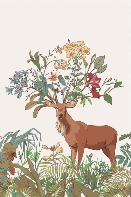 Sika, cerf, peinture par numéros