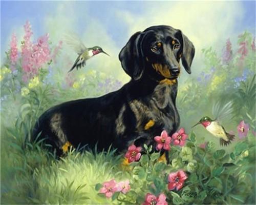 Chien noir Peinture par numéros