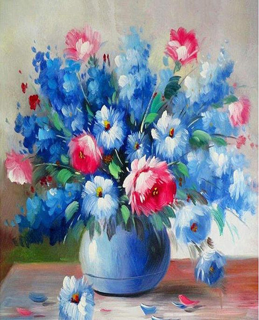 Peinture par numéros de fleurs bleues